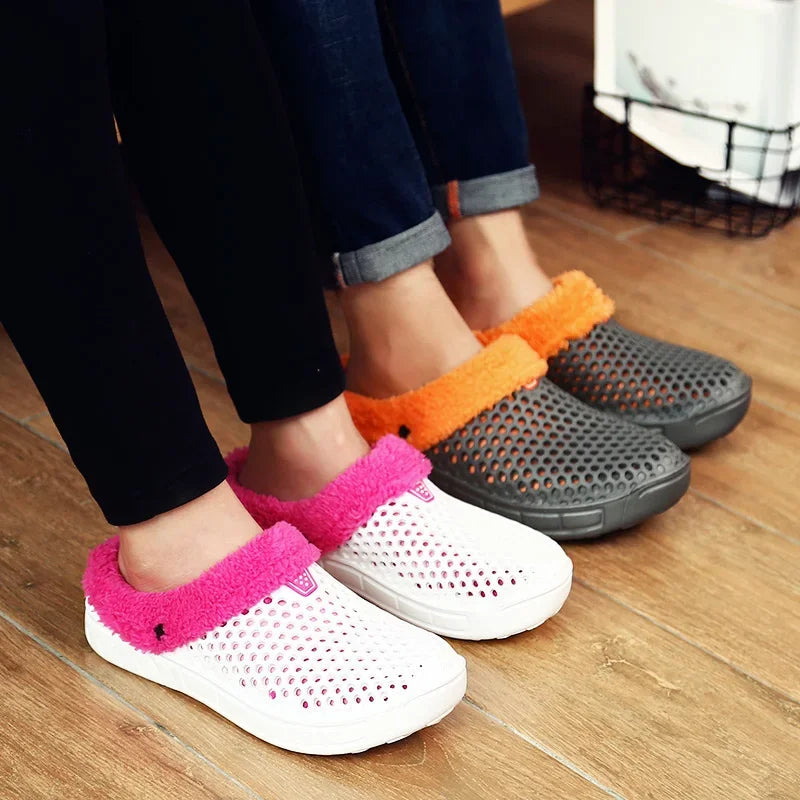 YRZL Zapatillas de invierno para hombre y mujer, zapatos cálidos para interiores, Pantoffels de algodón antideslizantes, zuecos informales, zapatillas de suelo para casa sin cordones para hombre