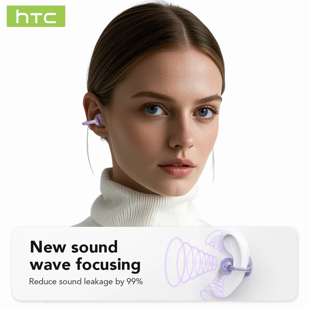 Auriculares Bluetooth HTC NE54 similares a NE32, auriculares inalámbricos con clip para la oreja, Bluetooth 6.0, pantalla táctil a color, sonido HiFi, conducción ósea