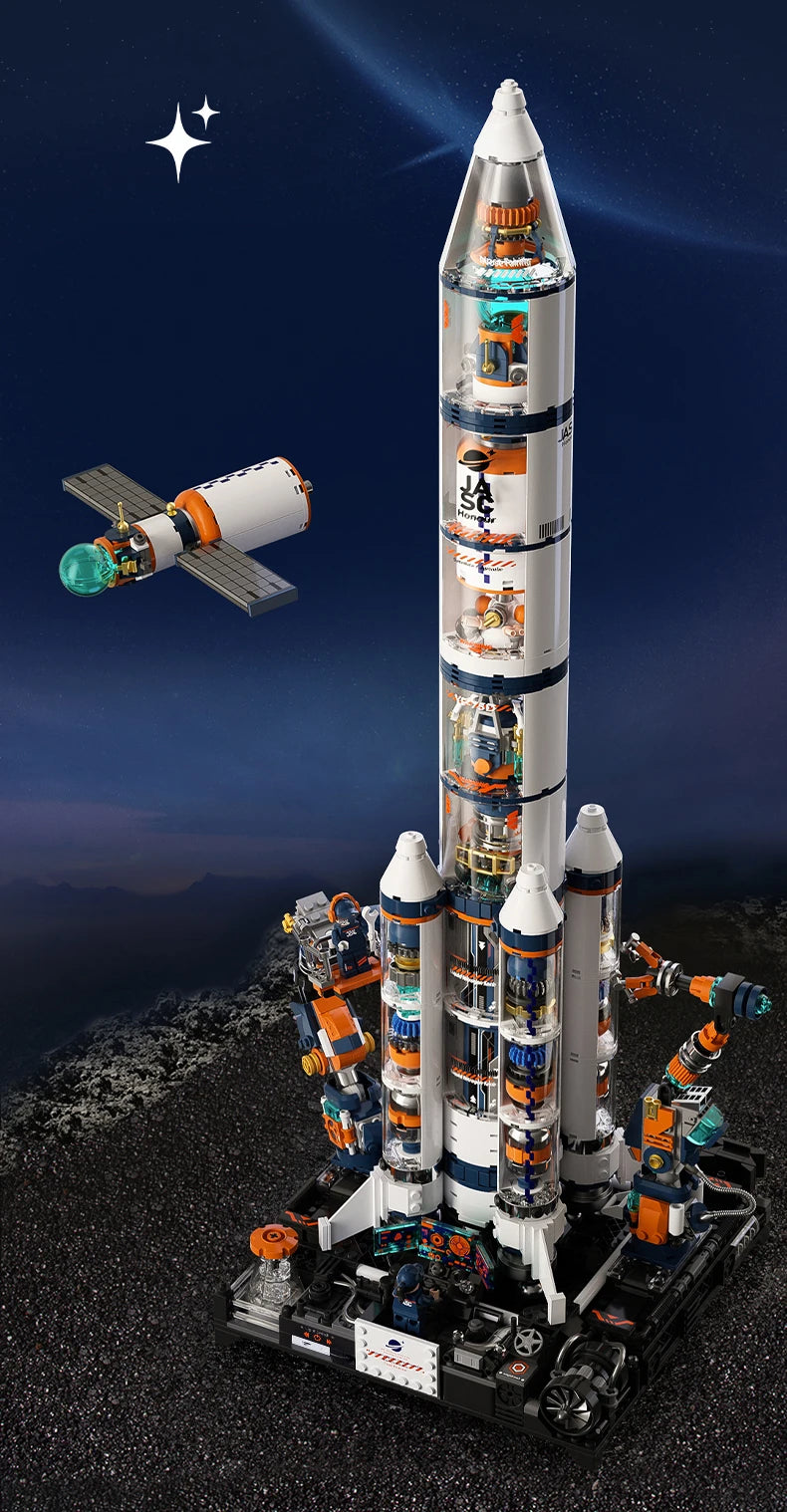 Serie de exploración espacial JAKI, modelo de ensamblaje de bloques de construcción de módulo de núcleo de súper cohete avanzado Dawn, juguete de regalo de cumpleaños para niño