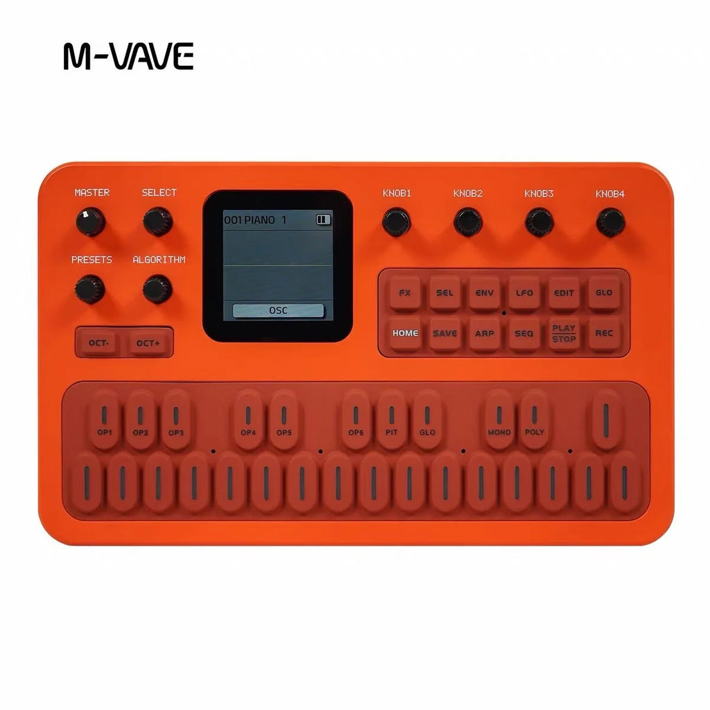 Sintetizador FM Portátil M-Vave FM-1, 6 Operadores, 32 Algoritmos, 128 Preajustes, Altavoz Integrado, Bluetooth, MIDI, Batería de 12h, Regalo Navideño