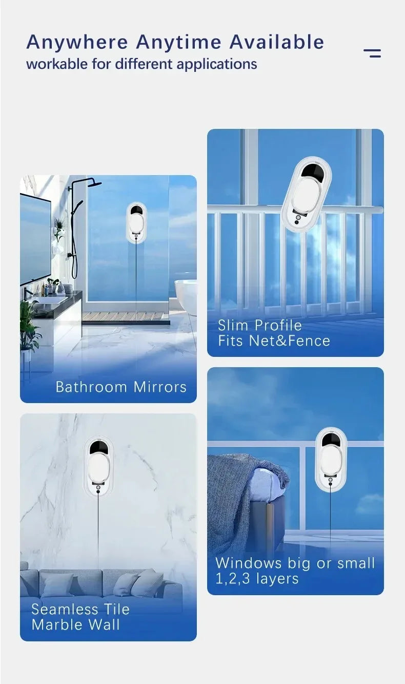 Robot inteligente para limpieza de ventanas, limpiador de cristales eléctrico con Control remoto para el hogar, limpiador de ventanas de balcón de gran altura