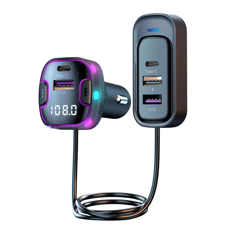 Transmisor FM Bluetooth 5.3 para Auto con Carga Dual USB y Manos Libres