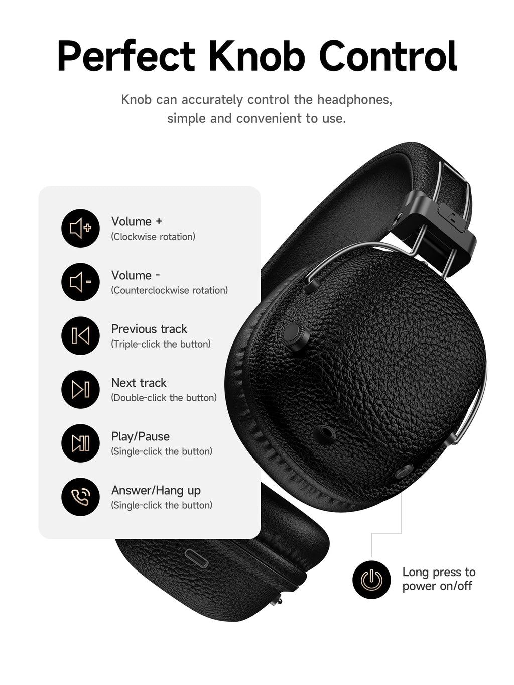 HOCO Retro Auriculares Bluetooth 5.4 Cuero PU HiFi