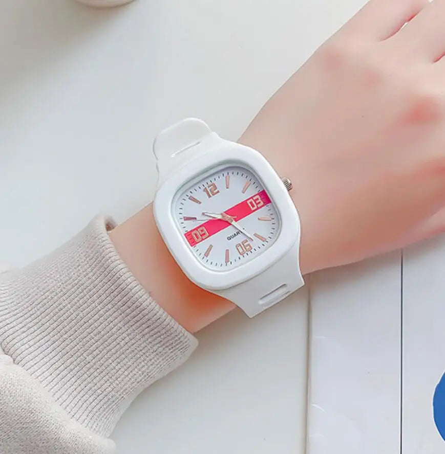 Reloj de Cuarzo Cuadrado para Mujer, Correa Silicona