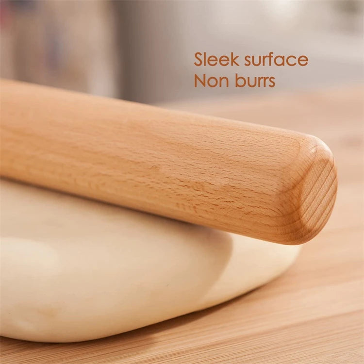 LMETJMA 40cm rodillo de madera de haya Natural rodillo de masa de madera bola de masa francesa rodillo para hornear Pasta masa de Pizza JT119