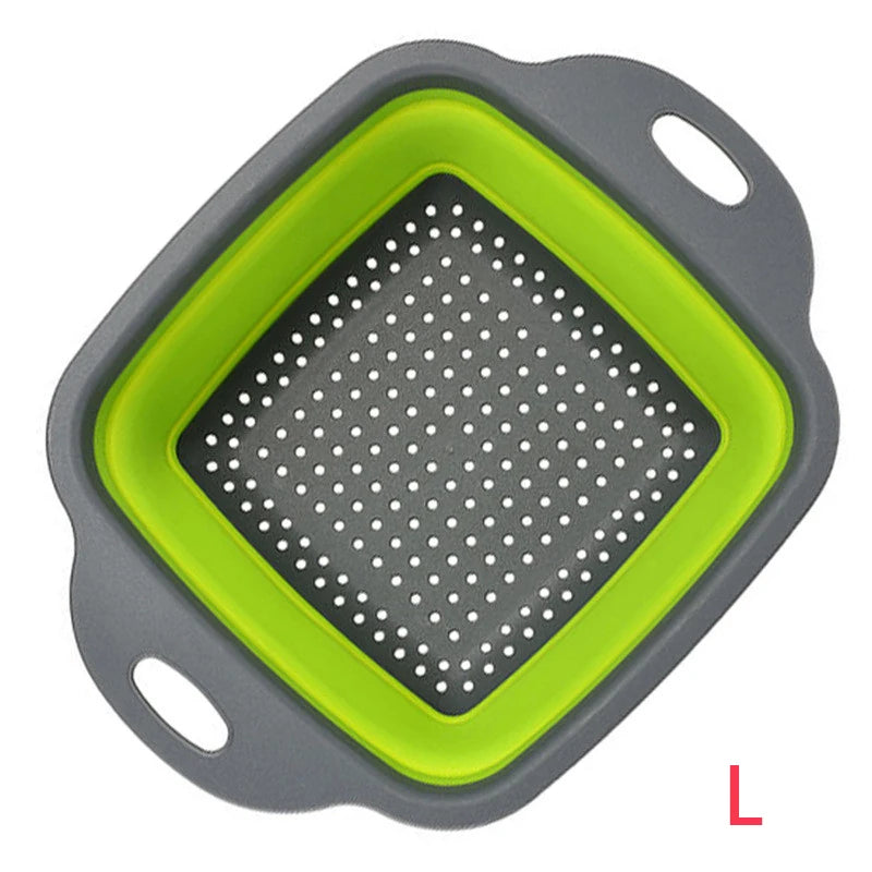 LMETJMA-colador plegable cuadrado de silicona para cocina, colador plegable para alimentos, verduras, frutas, escurridor JT39
