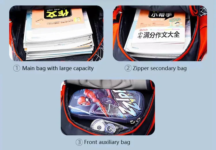 Mochila Escolar para Niños con Patrón de Araña