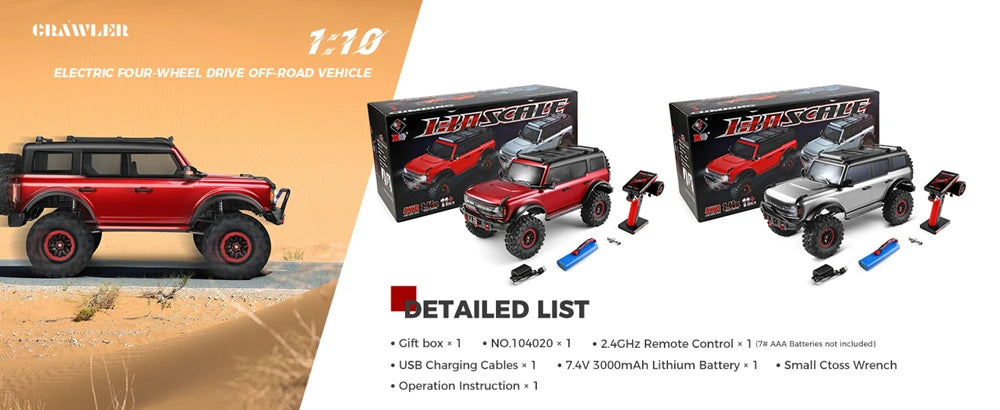 Coche RC WLtoys 104020 1:10 4WD Escalada Todoterreno 3000mAh