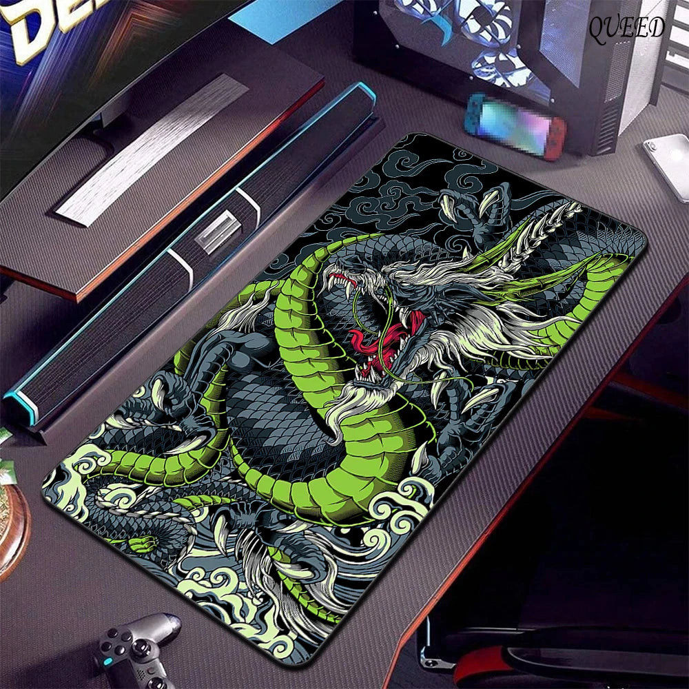 Alfombrilla grande para ratón de dragón blanco y negro, alfombrilla para ratón para juegos, Base de goma grande, alfombrilla para ratón, alfombrilla para escritorio púrpura, alfombrillas para ratón 400x900
