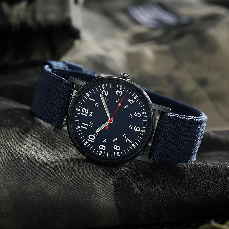 Relojes militares YIKAZE para hombre, relojes deportivos luminosos resistentes a los golpes para hombre, correa de lona, reloj de pulsera Simple de cuarzo para exteriores para hombre