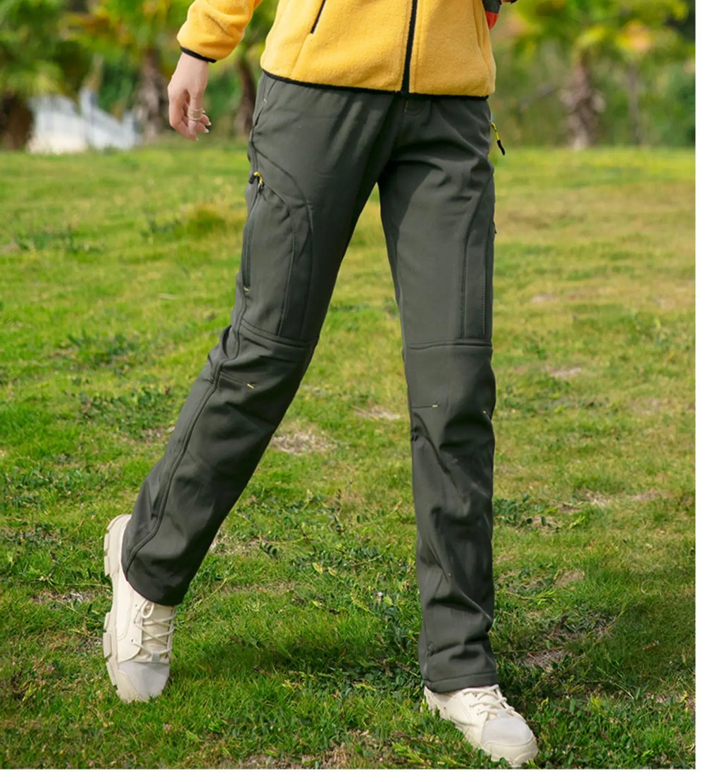 Pantalones de Senderismo Cálidos de Lana Impermeables para Mujer