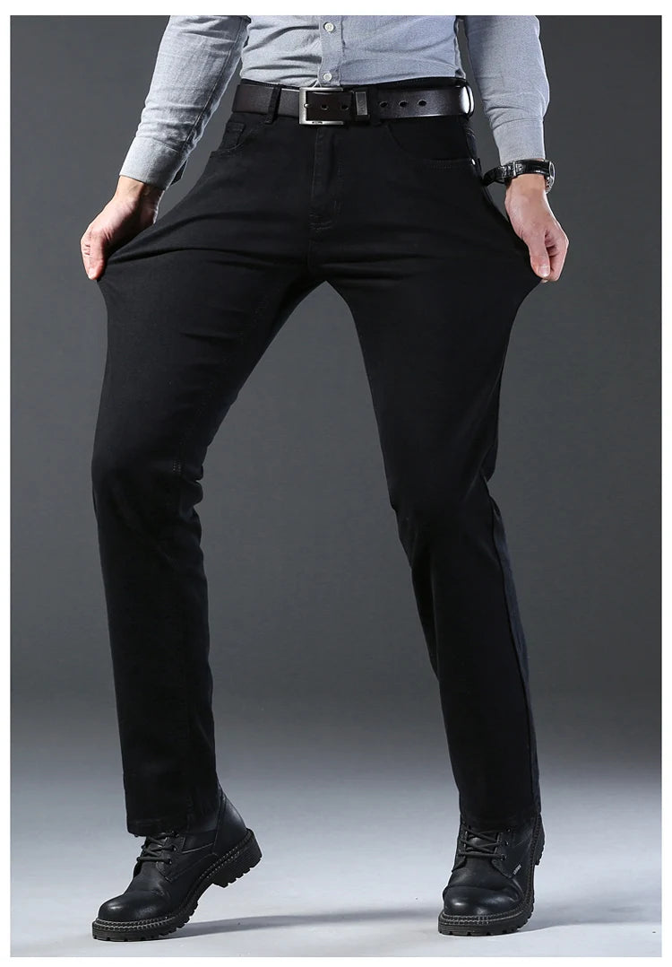 Pantalones Vaqueros Coreanos para Hombre, Elásticos, Ajuste Regular
