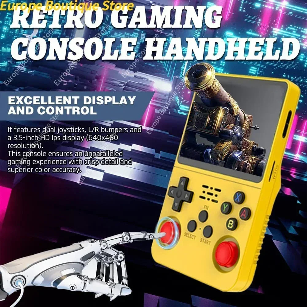 Consola de Juegos Portátil Retro R36S, Pantalla IPS de 3.5 Pulgadas, 64GB o 128GB