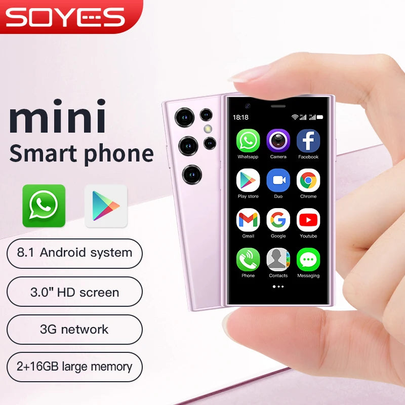 Teléfonos Inteligentes SOYES S23 Pro y Mini 24, Android 8.1, Doble SIM, Pantalla HD de 3.0'', Batería de 1000 mAh, WIFI, Bluetooth, 3G, Teléfono Móvil Pequeño