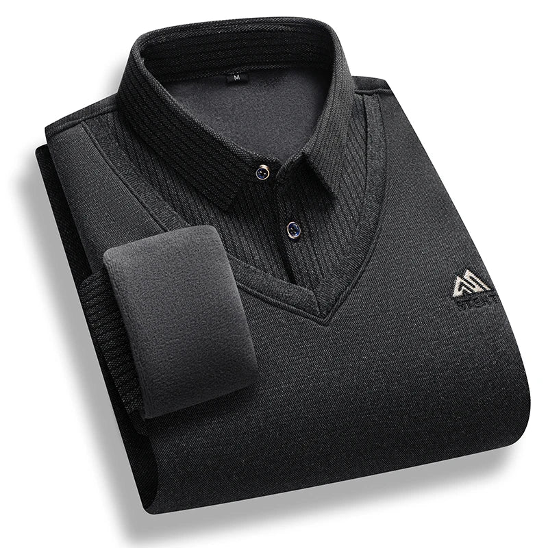 Suéter de Lana con Cuello Polo para Hombre - Jersey Grueso Invierno
