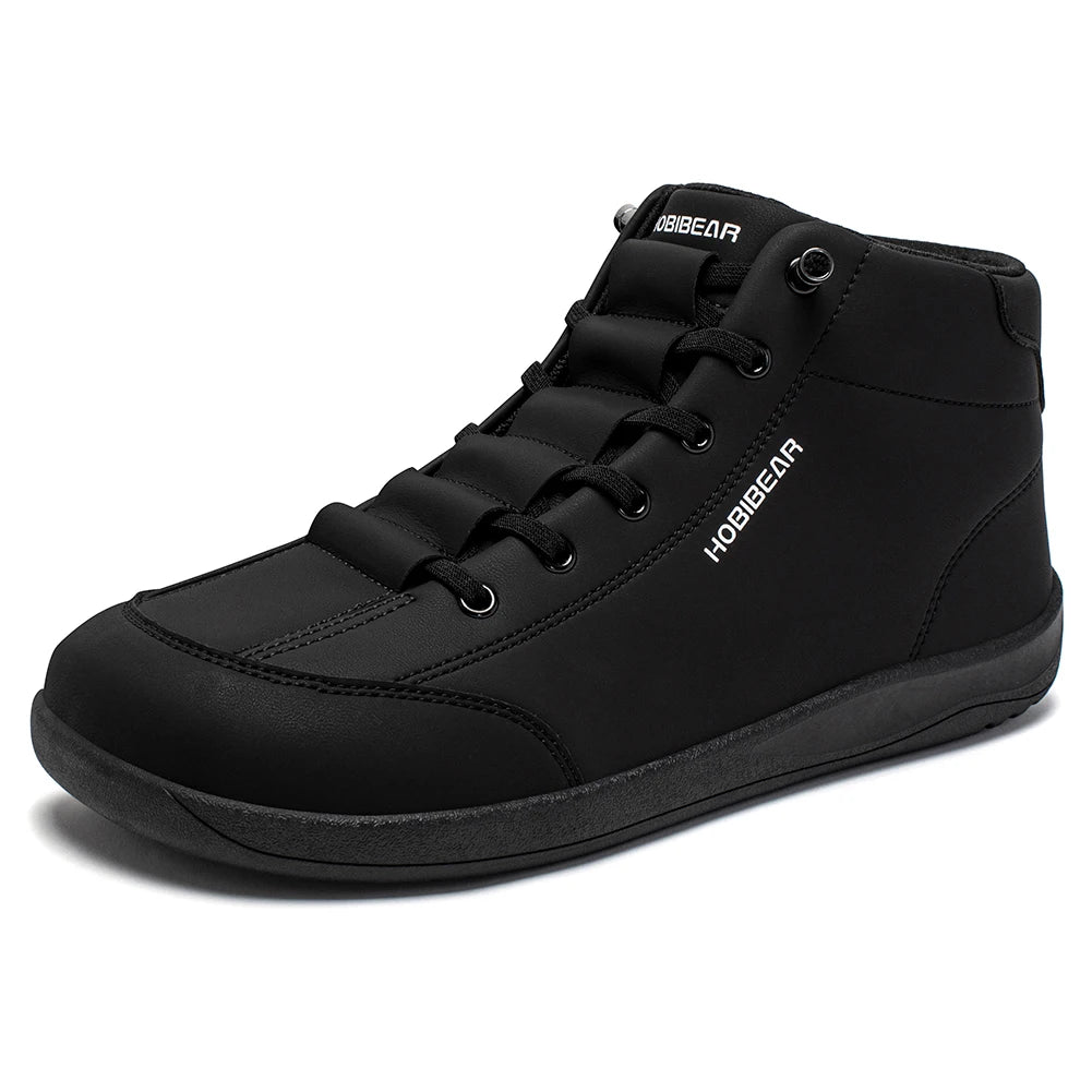 HOBIBEAR Zapatos descalzos de caña media, botines minimalistas con punta ancha Unisex, zapatillas antideslizantes de cuero Artificial para exteriores