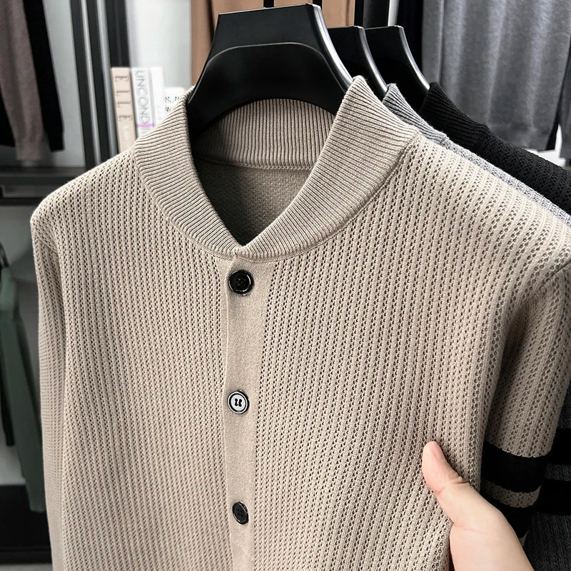 Cárdigan para Hombre con Bloques de Color y Botonadura
