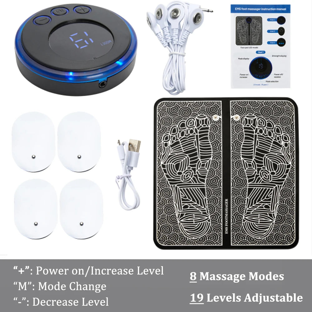 EMS-alfombrilla masajeadora de pies eléctrica TENS, almohadilla masajeadora de pies, estera de masaje plegable, Estimulación muscular, Fisioterapia, Terapia, Fisica Salud