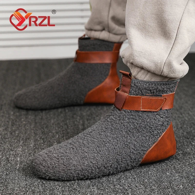 YRZL, zapatos para hombre, botas de invierno para hombre, zapatillas cálidas para hombre, zapatos planos suaves antideslizantes, zapatos casuales para hombre, cómodas zapatillas de interior para el hogar para hombre