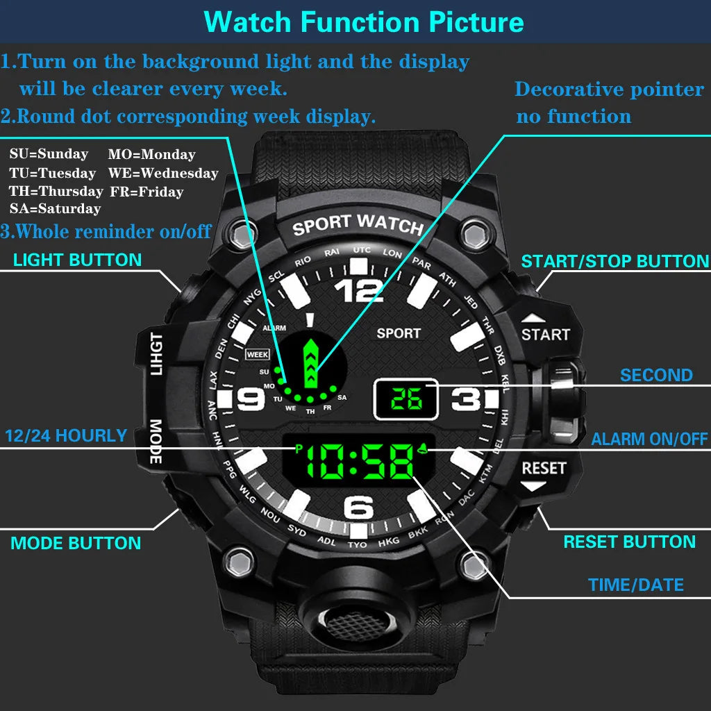 Reloj Deportivo YIKAZE Digital LED Esfera Grande