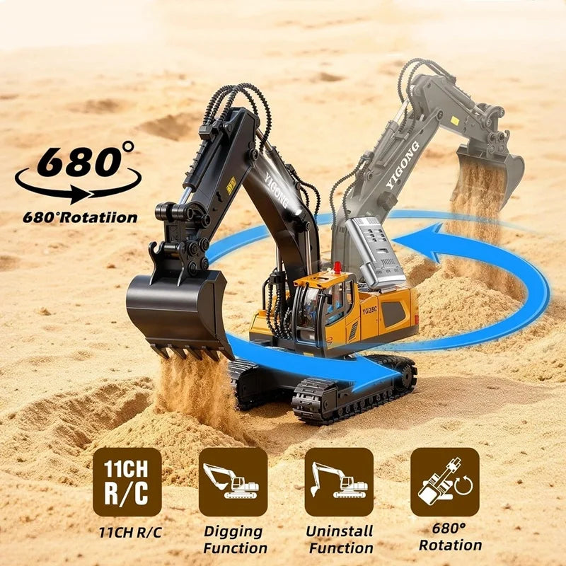 Excavadora RC 4WD con Control Remoto - Juguete de Construcción