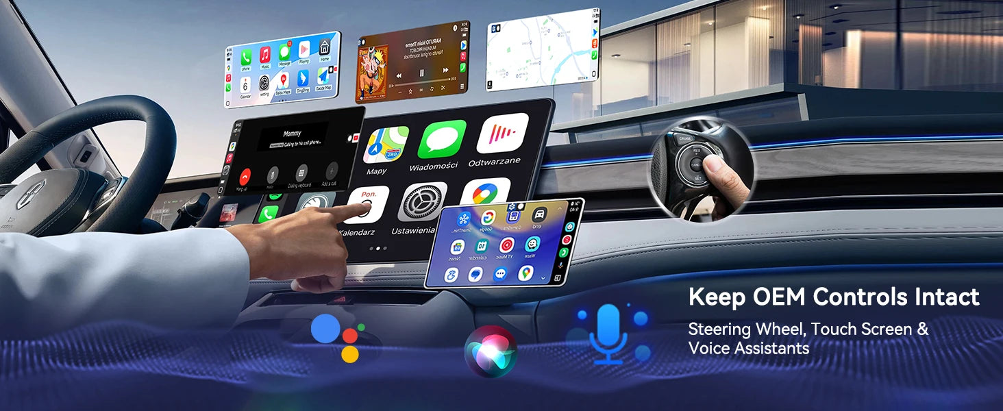Adaptador CarPlay 2 en 1 (Tipo-C), adaptador inalámbrico CarPlay USB C / Android Auto USB C para convertir de cableado a inalámbrico, Plug & Play
