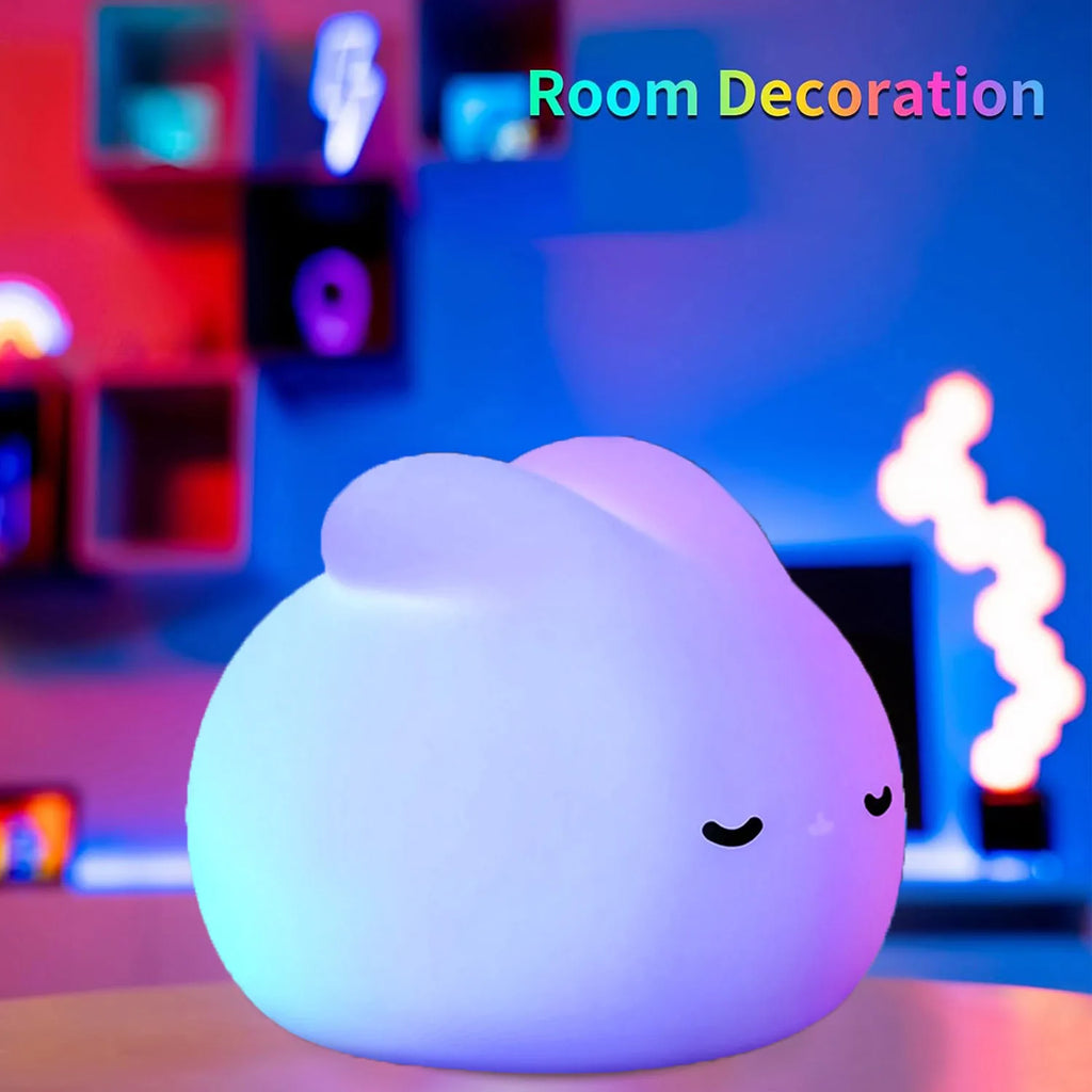 Lámpara de noche de conejo de silicona, luz nocturna de conejo de ensueño, lámpara LED con Sensor táctil, sincronización, decoración de escritorio, regalo de luz nocturna para niños