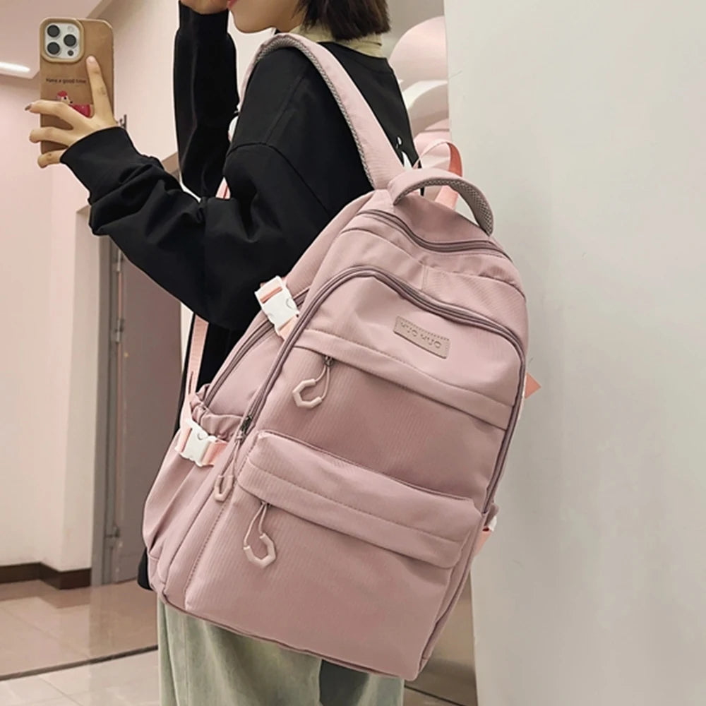 Mochila de Nailon con Puerto USB, Múltiples Bolsillos para Escuela y Trabajo