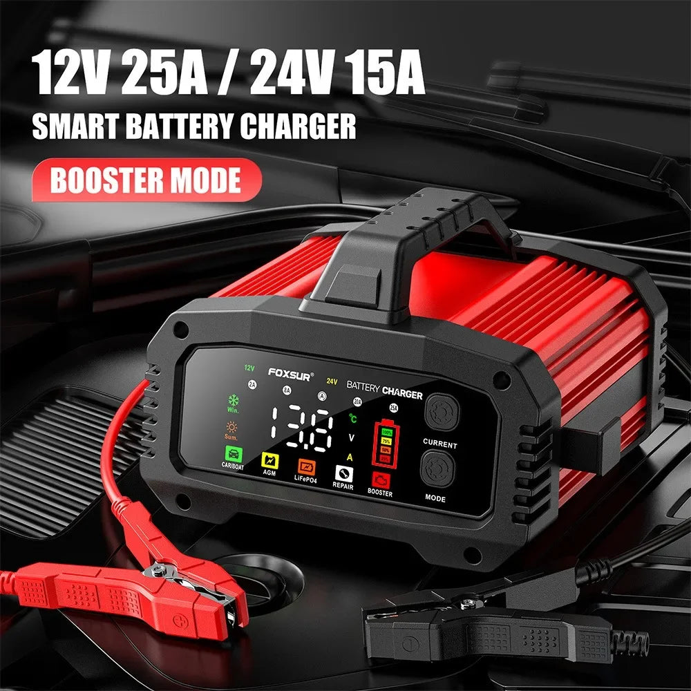 Cargador de Batería Inteligente 25A/15A | 12V-24V | GEL AGM LiFePo4