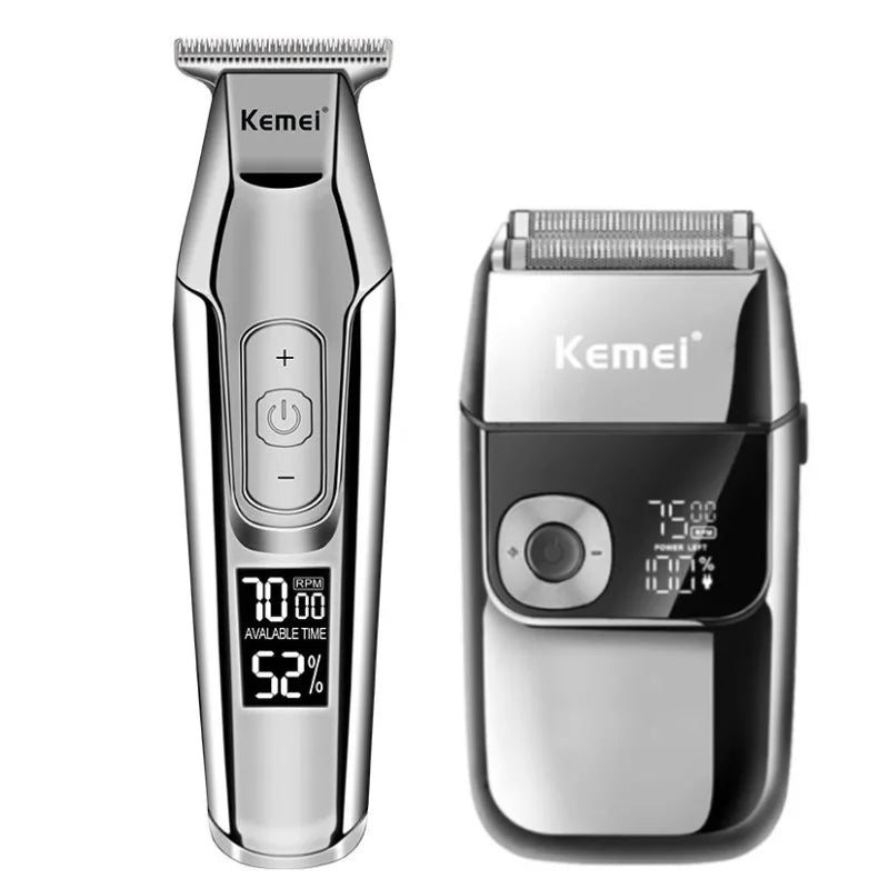 Cortadora de Pelo Recargable por USB para Hombre, Modelos KM-5027, KM-2028