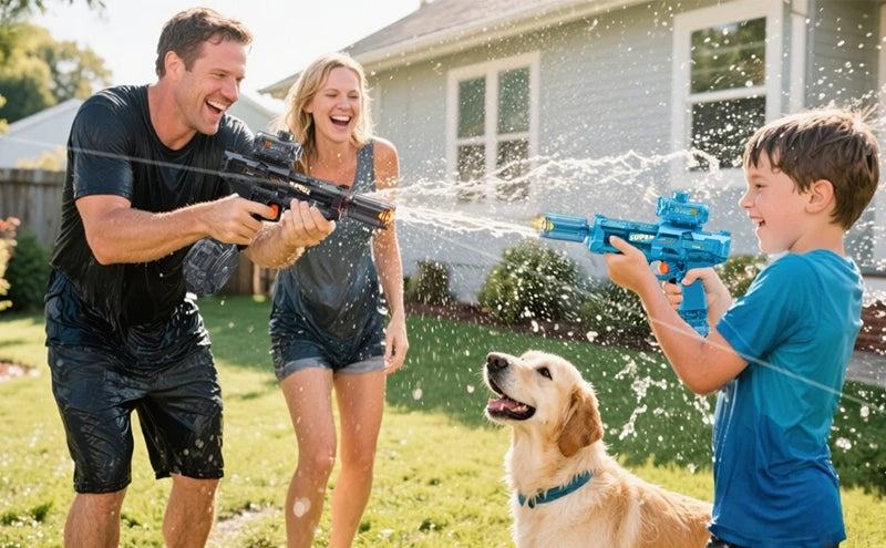 Pistola de Agua Eléctrica con LED y Llama para Niños y Adultos
