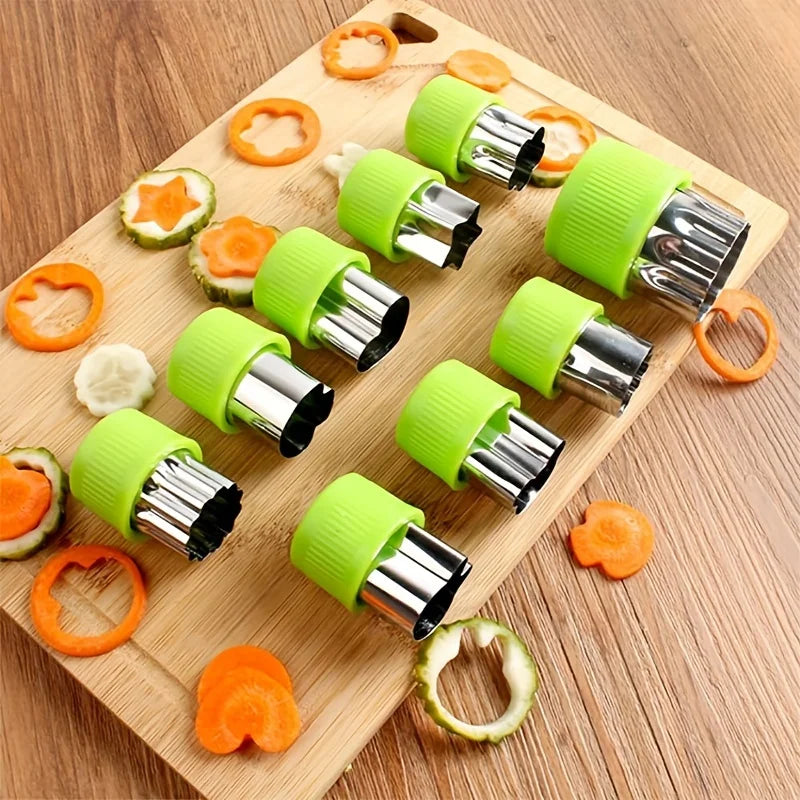 9 piezas/juego de corte de galletas y verduras de acero inoxidable-mini moldes en relieve de frutas y galletas para hornear de niños