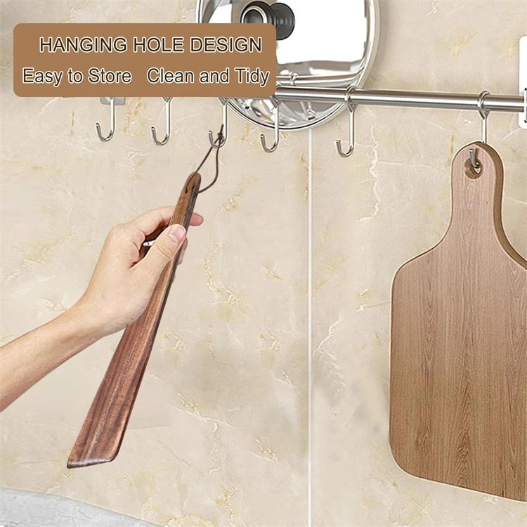 LMETJMA Espátula de madera de acacia, juego de utensilios de cocina de madera plana, espátula de madera no tóxica para voltear, rebanar y raspar