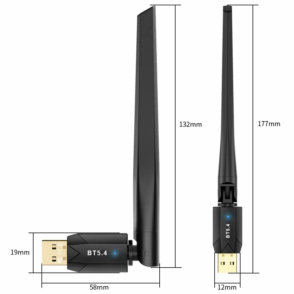 Adaptador USB Bluetooth 5.4 con Antena de Alta Ganancia, Dongle Inalámbrico Bluetooth de 150 Mbps para Laptop, Windows 8.1, 10, 11