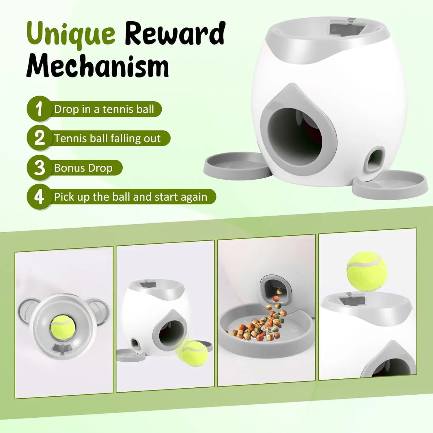 Lanzador Automático de Pelotas para Perros, Máquina Interactiva de Lanzamiento para Interiores y Exteriores, Juguete de Entrenamiento para Mascotas con Estimulación Mental