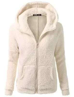 Chaqueta con capucha y cremallera para mujer, forro polar suave