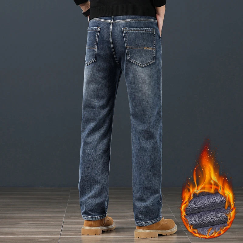 Pantalones Vaqueros de Invierno para Hombre, Terciopelo, Talla Grande 42-44