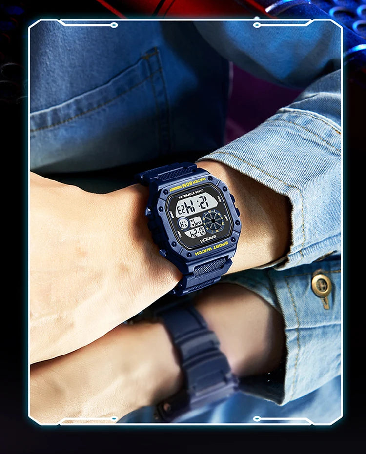 Reloj Digital SANDA 2202 para Hombre, LED Deportivo Impermeable 5 Bar