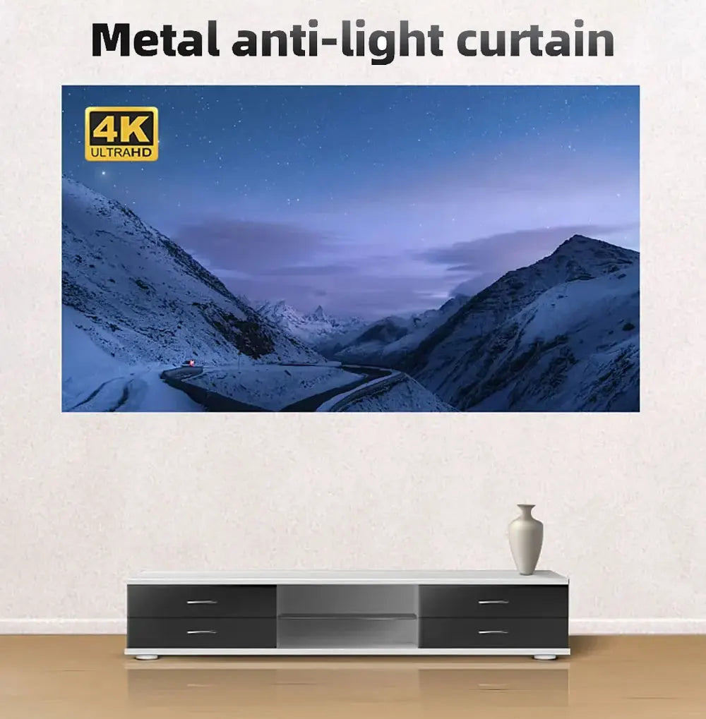 Pantalla de proyector antiluz de alto brillo, cortina de metal 16:9 de 84-150 pulgadas, Compatible con 4K para uso portátil en el hogar y la oficina al aire libre