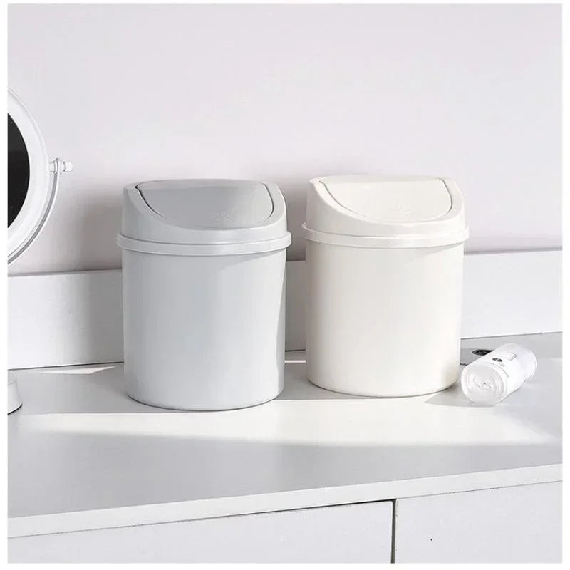 Mini cubo de basura de escritorio con tapa, organizador de basura, dormitorio, oficina, escritorio, caja de almacenamiento para coche, cocina, baño, basura