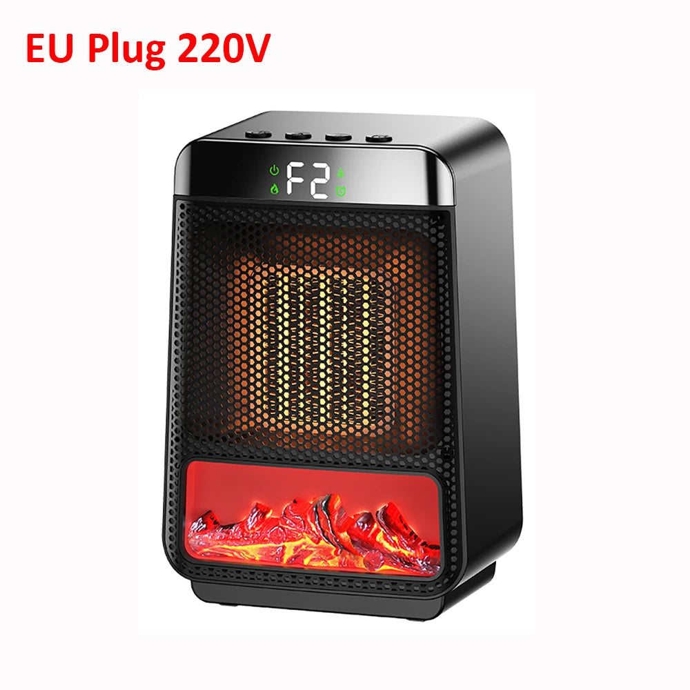 Calentador eléctrico de escritorio con termostato y llama 3D decorativa