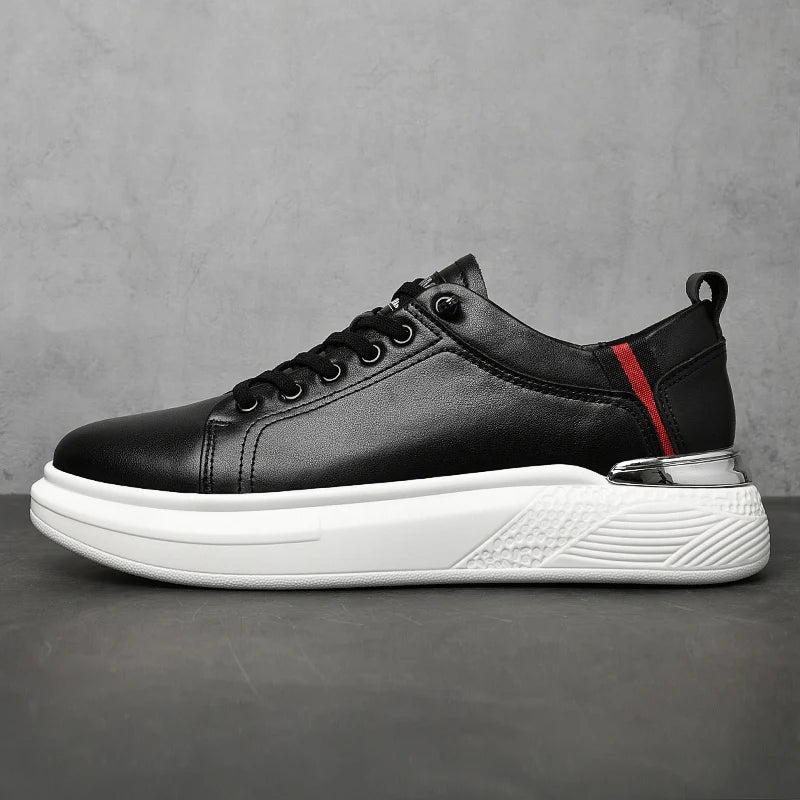 Zapatillas de deporte de cuero genuino para hombres, zapatos con elevador, zapatos invisibles transpirables, zapatillas de deporte casuales de moda para hombres