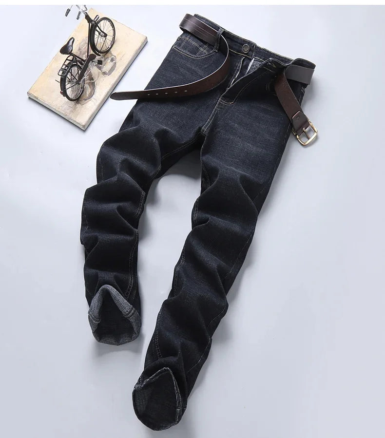 Pantalones Vaqueros Rectos para Hombre, Ajustados Elásticos, Negocios