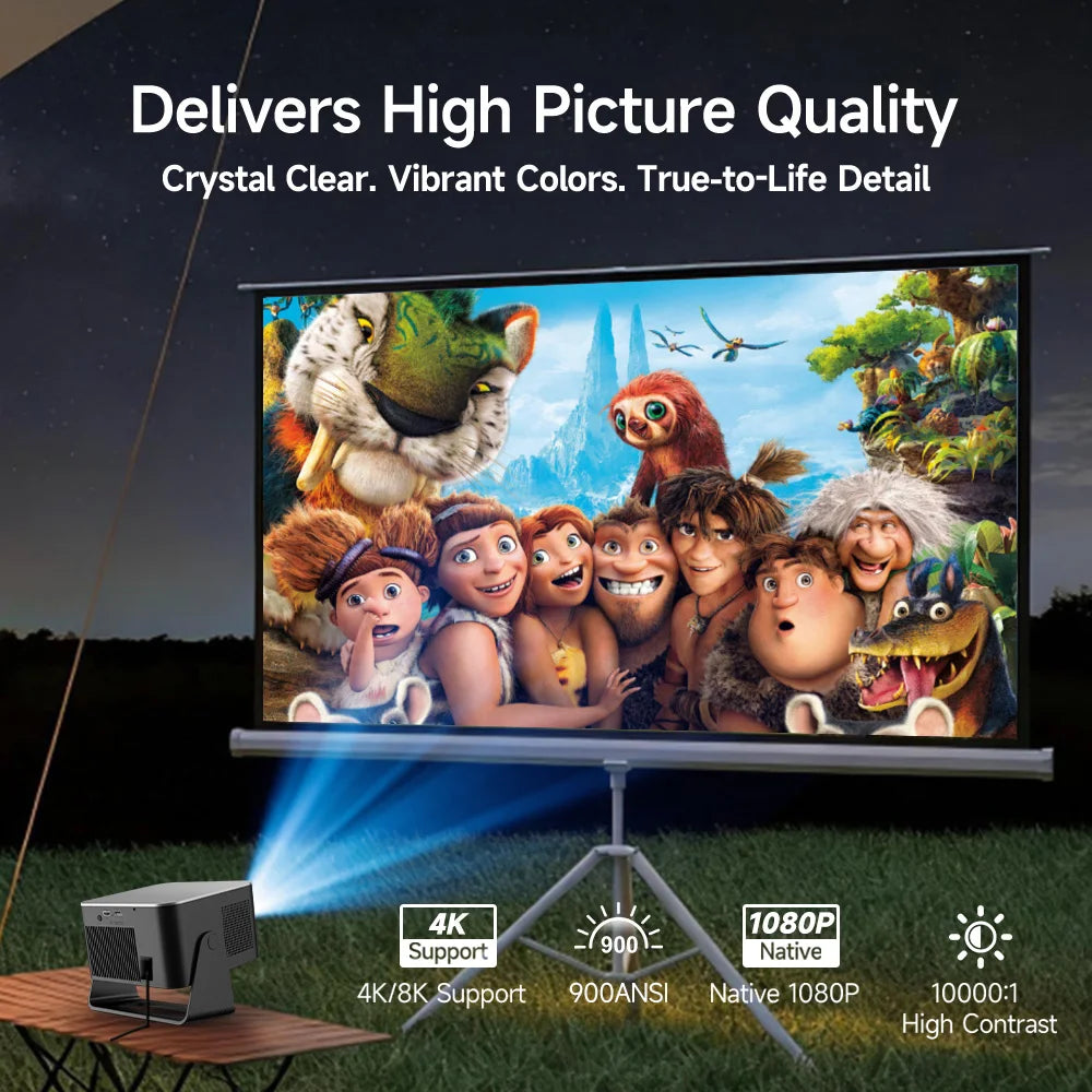 Proyector Magcubic Android 14, 900 ANSI, Enfoque Automático, 8K Nativo, 1080P, con Wifi 6, BT 5.4, HY350Max, para Películas, Uso en Exteriores, Proyección Multiángulo