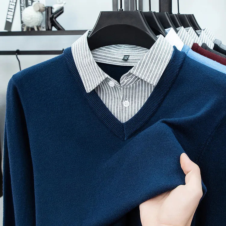 Suéter de Punto con Cuello Abotonado para Hombre — 6 Colores