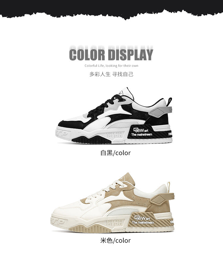 Zapatillas de deporte de otoño para hombre, zapatos de plataforma cómodos, zapatos vulcanizados con cordones de tendencia, Zapatillas informales blancas