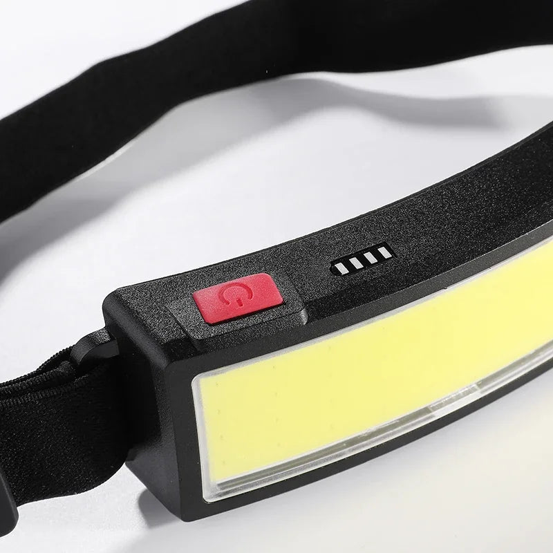 Linterna Frontal Recargable COB USB Tipo-C Impermeable para Camping
