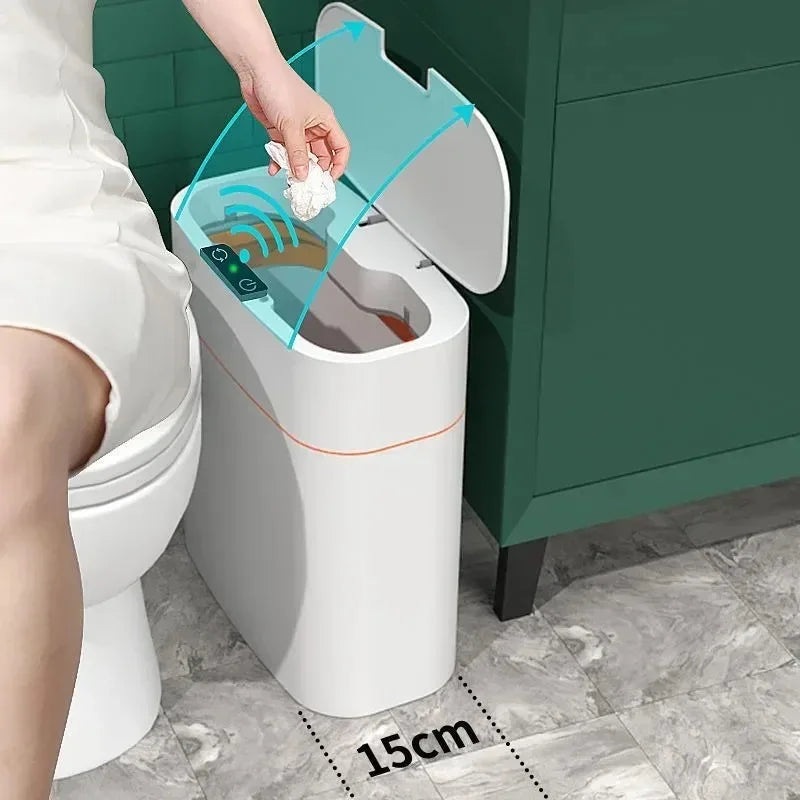 Bote de basura de inducción inteligente, sala de estar automática para el hogar, baño, nueva versión eléctrica, funda para cinturón de costura