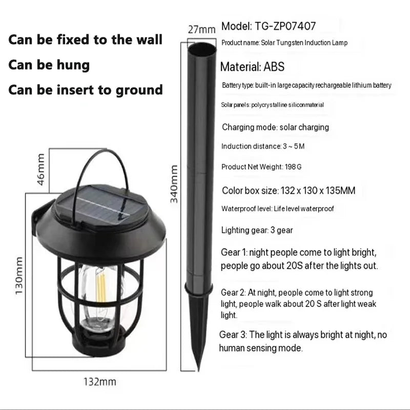 Luz Solar Jardín Linterna Colgante Decorativa Exterior