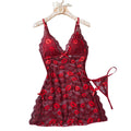 Conjunto Lencería Babydoll con Tirantes y Abertura de Encaje